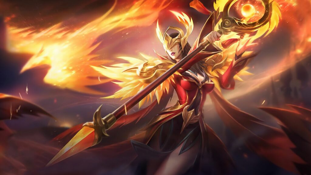 Guide Mobile Legends Pharsa : meilleure construction, compétences, emblème, combos Légendes mobiles : fond d'écran de la peau Bang Bang Pharsa Empress Phoenix