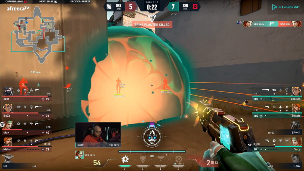 Sentinels TenZ est-il le meilleur présage de Valorant maintenant ? Il vient de battre le numéro un de l'APAC Sentinels vs DRX map 1 Bind capture d'écran du jour 1 de l'AfreecaTV Valorant League 2023