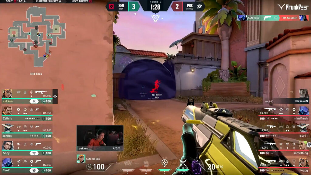 Carte finale Sentinels vs Paper Rex 2 Capture d'écran du coucher du soleil d'AfreecaTV Valorant League 2023