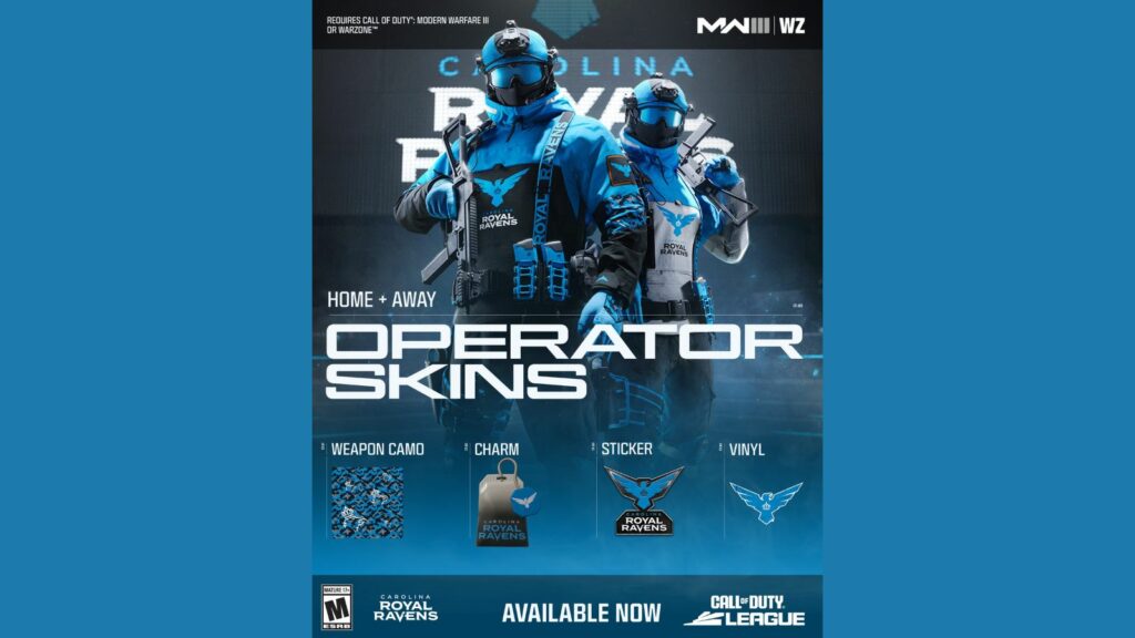 Tous les skins Call of Duty League pour chaque équipe de la saison 2024 Pack équipe Carolina Royal Ravens CDL 2024