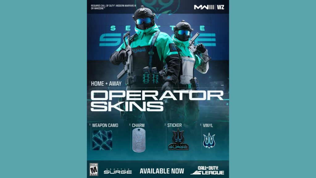 Tous les skins Call of Duty League pour chaque équipe de la saison 2024 Pack d'équipe Seattle Surge CDL 2024