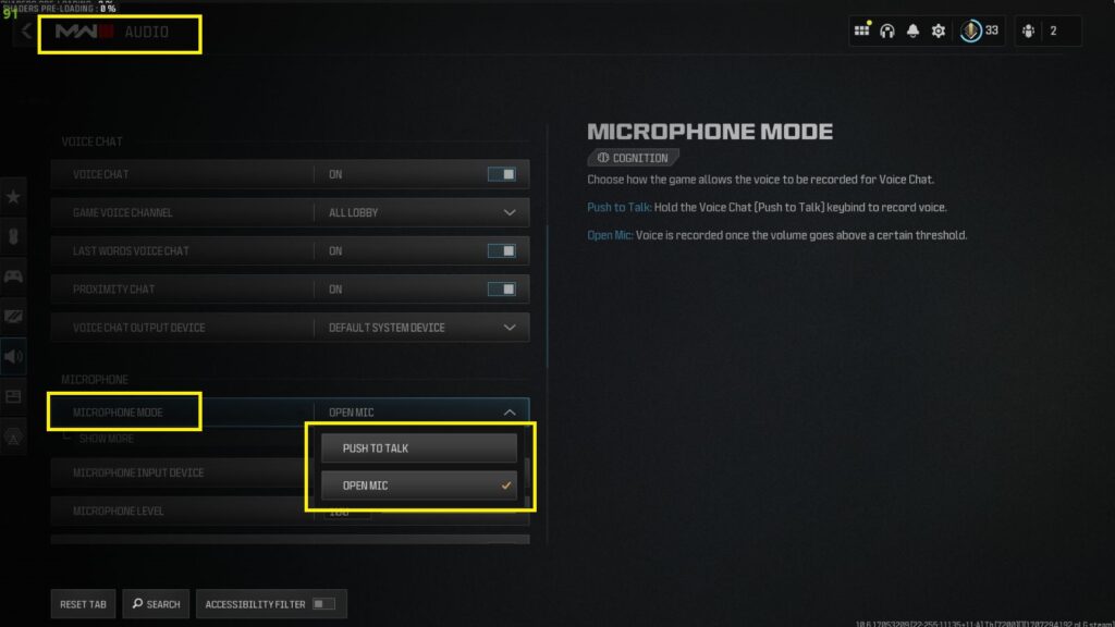Erreur de mode microphone du service vocal MW3 indisponible