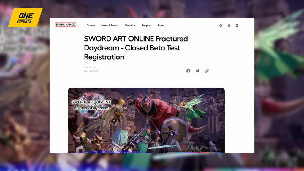 Comment s’inscrire au test bêta fermé de Sword Art Online Fractured Daydream Page d'inscription au test bêta fermé de Sword Art Online Fractured Daydream