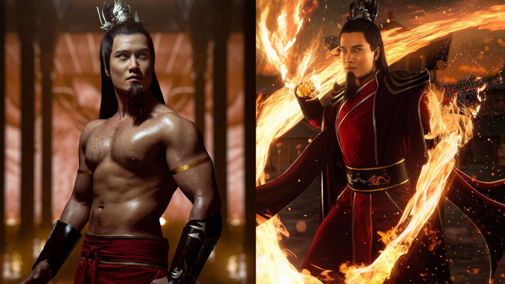 Le cosplay du Prince de Guzman Fire Lord Ozai comparé à l'action réelle