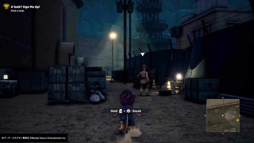 Aperçu de Sand Land : une terre aride pleine de relations profondes et de mécanismes de jeu diversifiés Belzébuth se faufile la nuit pendant la mission "Un tank ? Inscrivez-moi !" dans le jeu Sand Land
