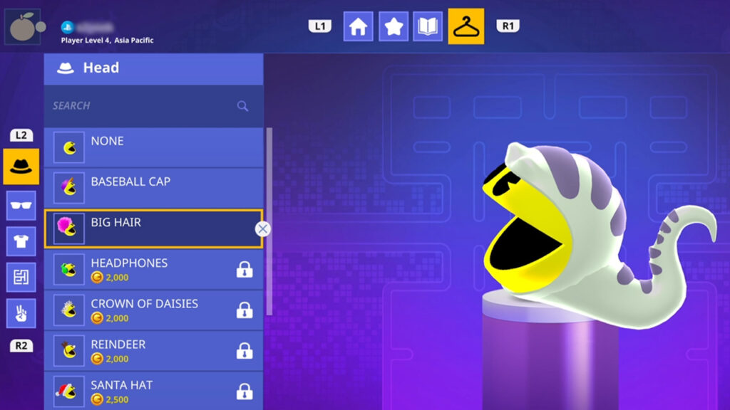 Menu cosmétique du joueur Pac-Man Mega Tunnel Battle Chomp Champs
