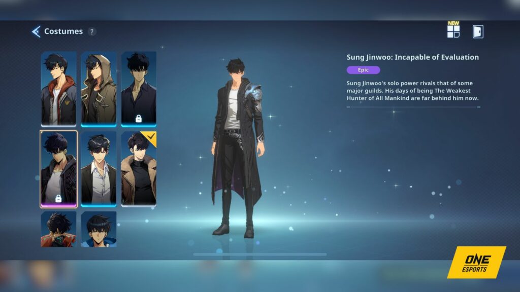 Solo Leveling Arise Costumes de Sung Jinwoo, Sung Jinwoo : Incapable d'évaluation