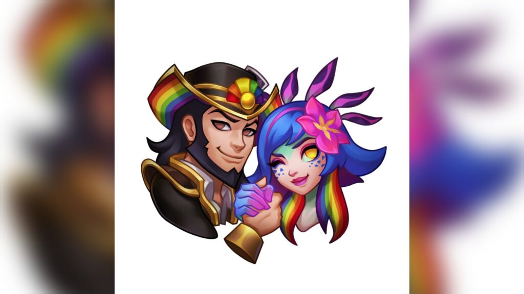 Emote Pride 2024, "United" avec Twisted Fate et Neeko dans League of Legends