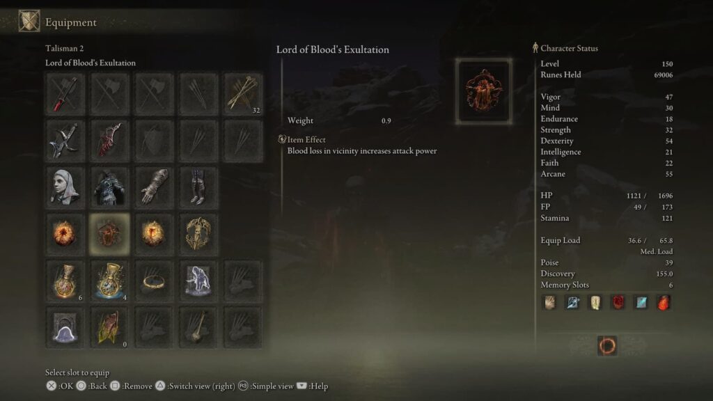 Elden Ring, meilleur build et niveau de personnage pour le DLC Shadow of the Erdtree Talisman du Seigneur du Sang d'Elden Ring