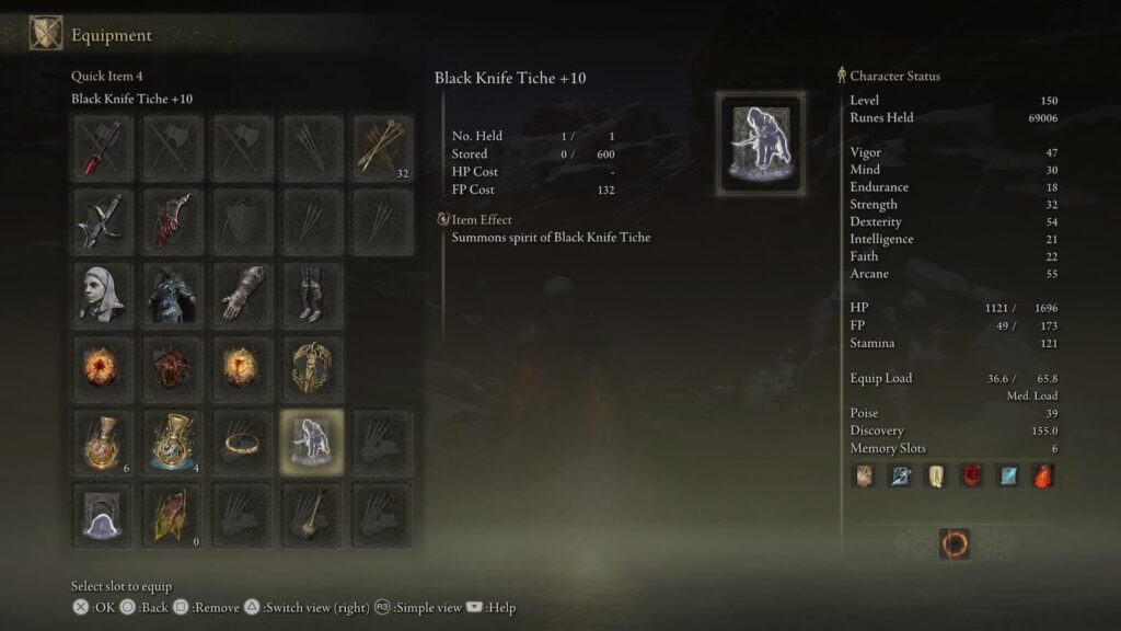 Elden Ring, meilleur build et niveau de personnage pour le DLC Shadow of the Erdtree Elden Ring Couteau Noir Tiche