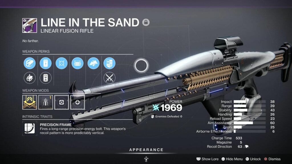 Line in the Sand God Roll dans Destiny 2 et comment obtenir un puissant fusil à fusion à arc Destiny 2 Line in the Sand God Roll