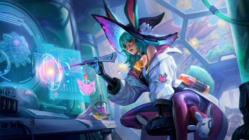 Tous les skins Anima Squad en mode de jeu PvE que vous pouvez également utiliser sur Summoner's Rift Fond d'écran splashart officiel de la peau Battle Bunny Aurora