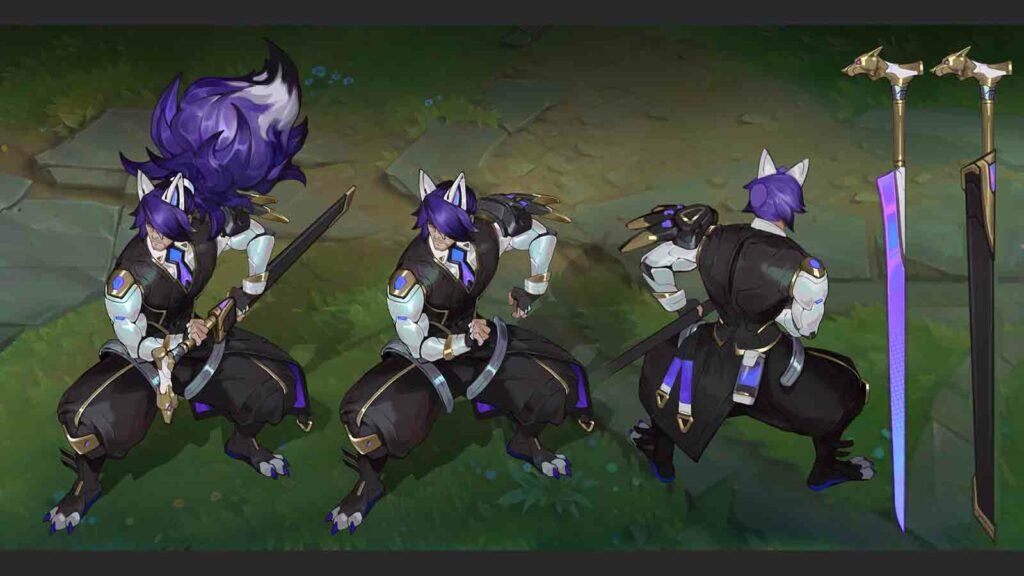 Tous les skins Anima Squad en mode de jeu PvE que vous pouvez également utiliser sur Summoner's Rift Art conceptuel du skin Battle Wolf Yasuo