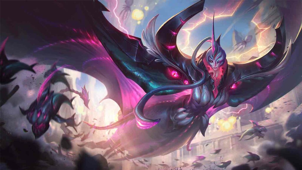 Tous les skins Anima Squad en mode de jeu PvE que vous pouvez également utiliser sur Summoner's Rift Splashart officiel de Bel'Veth Primordien