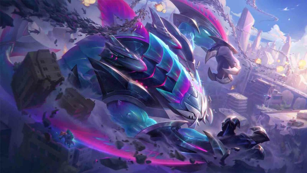 Tous les skins Anima Squad en mode de jeu PvE que vous pouvez également utiliser sur Summoner's Rift Splashart officiel de Primordian Rek'Sai