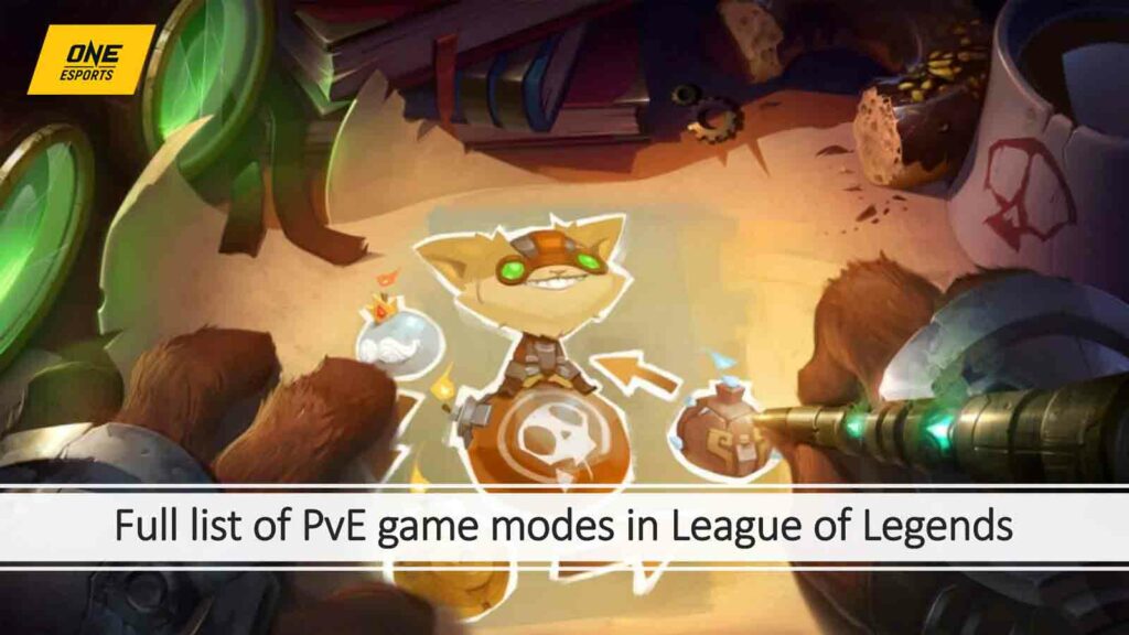 Le champion de LoL Ziggs avec des bombes dans un concept artistique, une image vedette pour l'article ONE Esports « Liste complète des modes de jeu PvE dans League of Legends — passés et à venir »