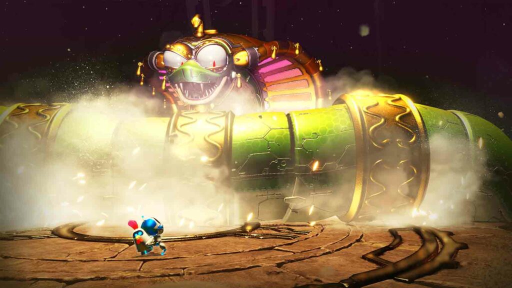 Boss du Serpent Mécanique dans le jeu Astro Bot