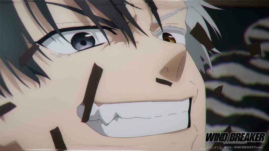 Haruka Sakura dans l'épisode 3 de Wind Breaker sourit largement