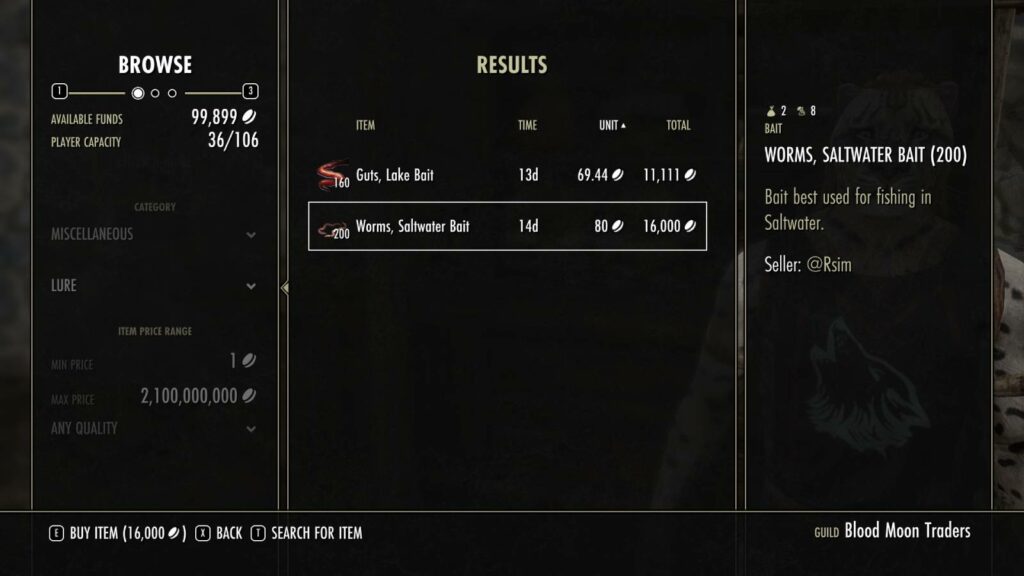 Le meilleur ami du pêcheur : où trouver des vers dans ESO Vers Elder Scrolls Online en vente chez Guild Trader