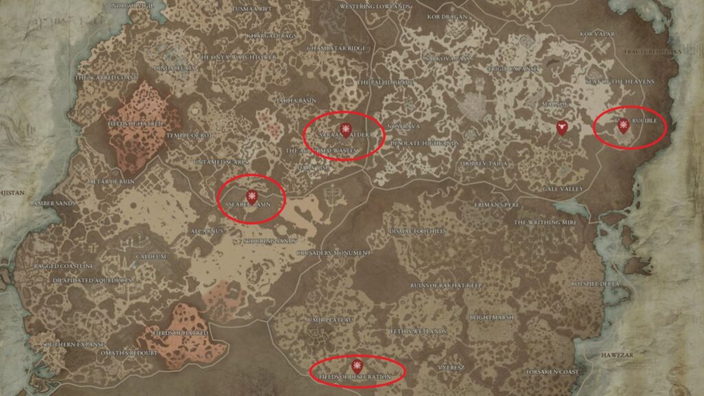 Emplacements des boss mondiaux de Diablo 4