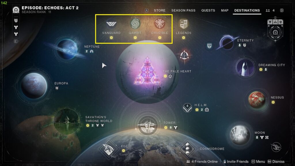 Activités rituelles dans Destiny 2