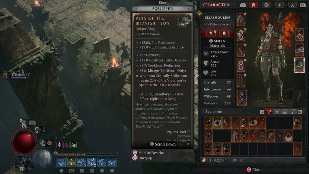 Meilleur anneau de construction Spiritborn du soleil de minuit