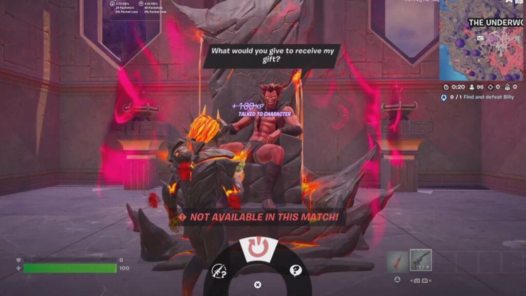 Capture d'écran en jeu du PNJ Mephisto dans Fortnite