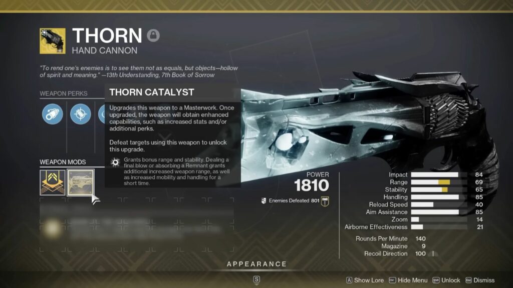Canon à main Destiny 2 Thorn