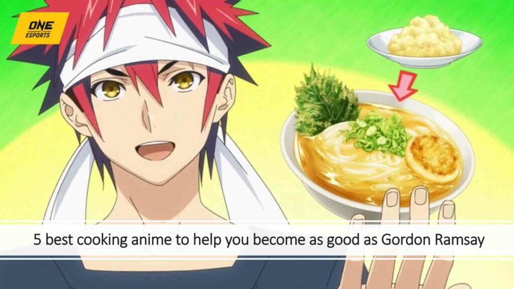 Shokugekino Soma dans Food Wars tenant un ramen dans ONE Esports image sélectionnée pour l'article "5 meilleurs anime de cuisine pour vous aider à devenir aussi bon que Gordon Ramsay"