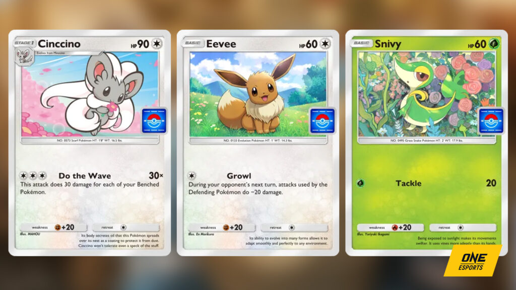Cartes promotionnelles de l'événement Venusaur : Cinccino, Eevee, Snivy