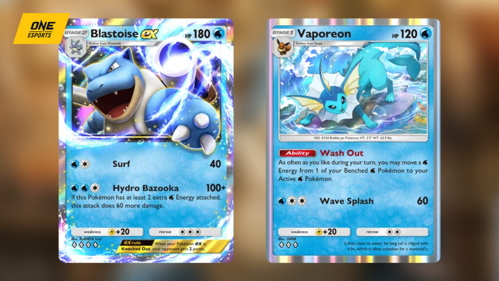 Deck de défi solo d'événement expert Blastoise EX et Vaporeon