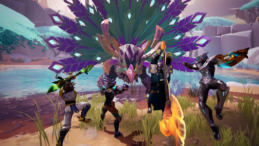 3 jeux comme Monster Hunter pour satisfaire vos envies de monster Capture d'écran officielle de Slayers chassant un koshai ligghtbound de Daunless - des jeux comme Monster Hunter