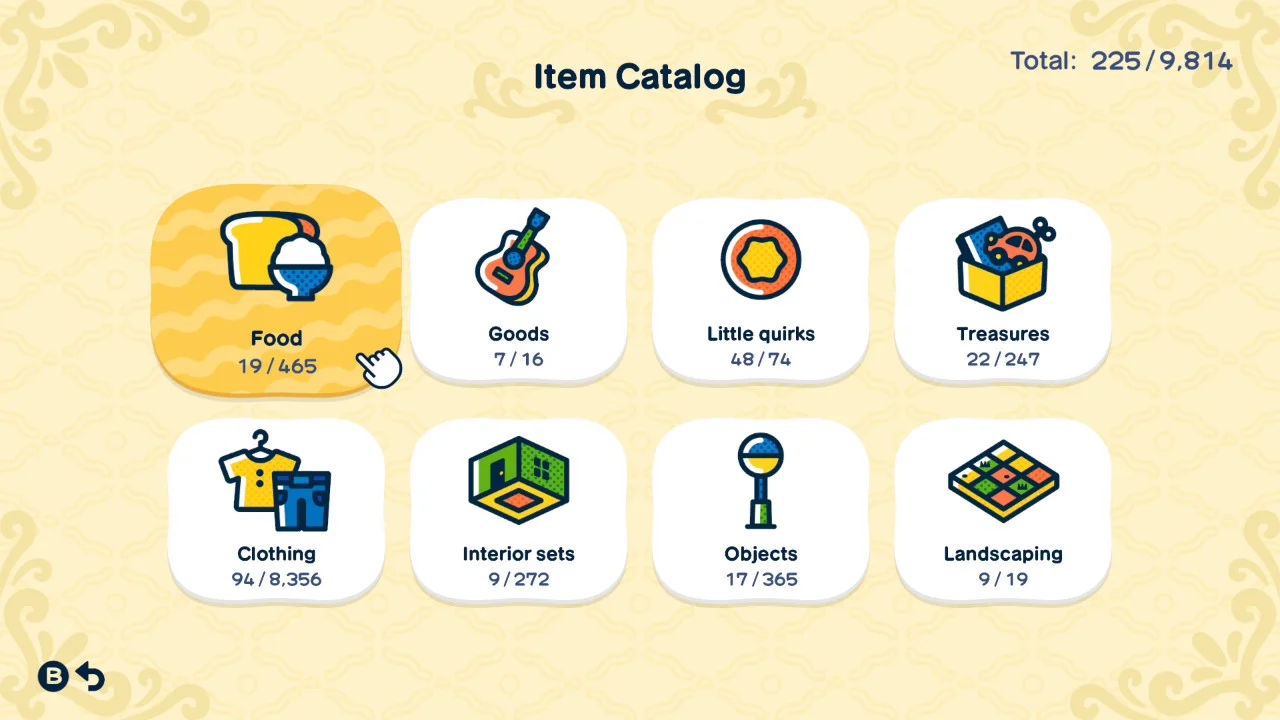 Un menu affiche les options de vie de Tomodachi. 