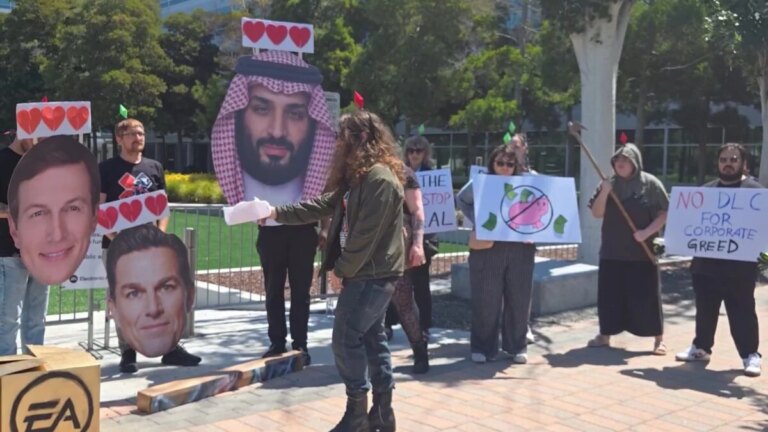 Regardez une douzaine de joueurs attaquer EA pour bloquer la prise de contrôle saoudienne lors d&rsquo;une manifestation devant le siège de l&rsquo;éditeur Battlefield